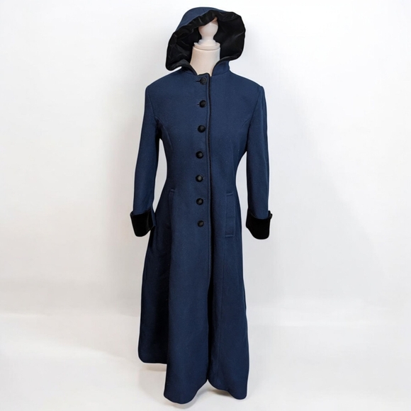 Mario de Pinto Elegant Navy Hooded Women's Coat Size 8 Made In USA - Picture 1 of 12